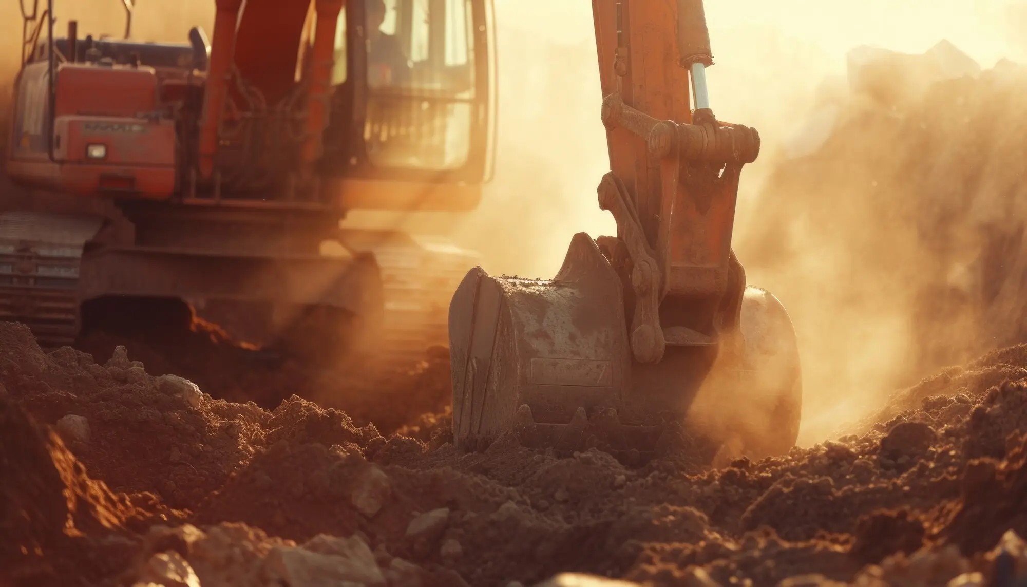 Bagger bei Erdarbeiten